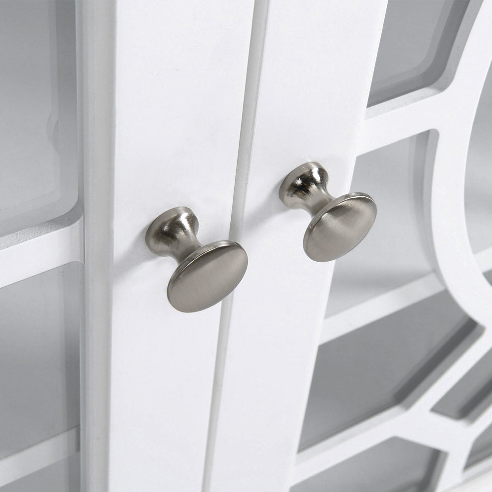 English Elm Homcom Elegant White Sideboard Buffet Cabinet With Glass Doors, Adjustable Shelves & Ample Storage W2225P229408