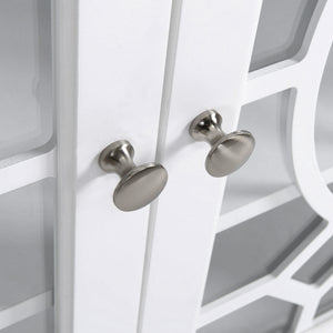 English Elm Homcom Elegant White Sideboard Buffet Cabinet With Glass Doors, Adjustable Shelves & Ample Storage W2225P229408