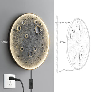 English Elm 40-Inch Resin Moon Wall Light with Remote Dimmable LEDs, 38W Main 15W Night, Meteorite Texture W2869P410964