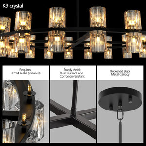 English Elm (L005030-D48-P48B/W1340P310779)48" Modern Luxury Crystal Chandelier For Dining & Living Room - Bulbs Included! W1340P310779