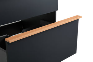 English Elm VELA 24 Inch Wall Mounted Bathroom Vanity with Integrated Acrylic Sink, Dual Wood Handles, Soft-Close drawers and Organizer Black W3235P327615