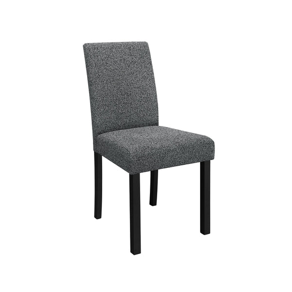 English Elm Grey Modern 5PC Dining Set with High-Gloss Table and 4 Fabric Chairs, Solid Wood+MDF, Sturdy Design B201P390561