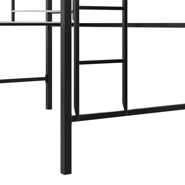 English Elm Axel Twin Loft Bed with Desk, Shelves & Mesh Guardrails — Space-Saving Metal Frame for Kids Teens Dorms B2733P358857