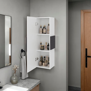 English Elm Magna Tall Narrow Wall Cabinet Three Shelves Melamine Bathroom Storage Organizer White B097P474282