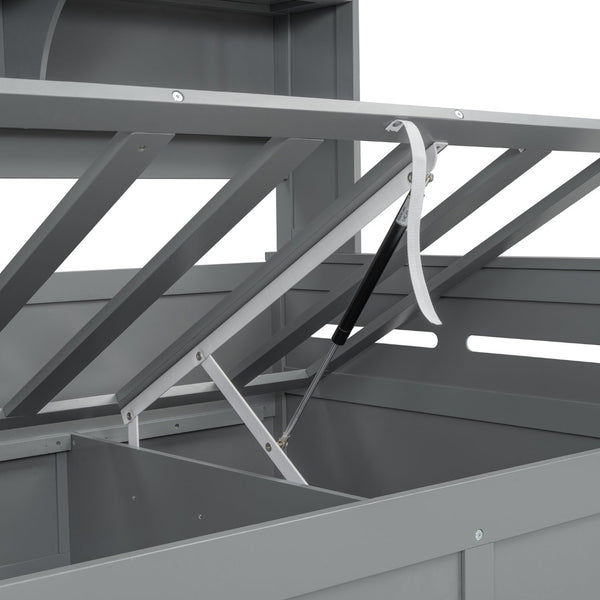 English Elm Twin Size Wooden Daybed With Hydraulic Lift & Integrated Storage Cabinet For Space-Saving Style N820S00046E-GIGA