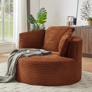 English Elm Compressible Corduroy Round Accent Chair Pocket Spring Cushioned Backrest for Apartments Orange W2339P461262