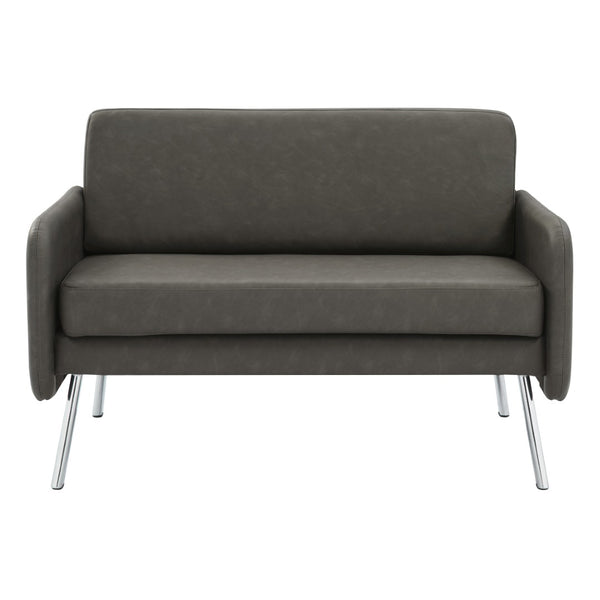OSP Home Furnishings Lounge Chair with Faux Leather Upholstery and Chrome Legs for Reception or Waiting Areas Loveseat Smoke SL5602-P52