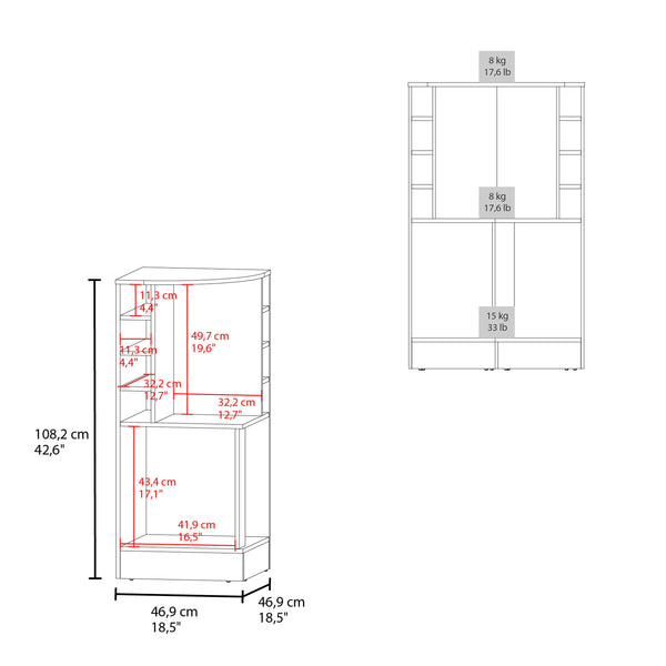 English Elm Lyman Corner Bar Cabinet 46" Tall with 14 Bottle Cubbies, 3-Tier Storage, Open Shelves, Modern Finish White 32.2 L x 59 W x 12 H B070P254767