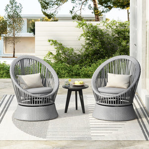 English Elm Christopher Knight Home® - [Set Of 2] 26.7" Modern Swivel Wicker Lounge Chairs With Cushions - Stylish & Versatile For Any Space N767P237032G_2