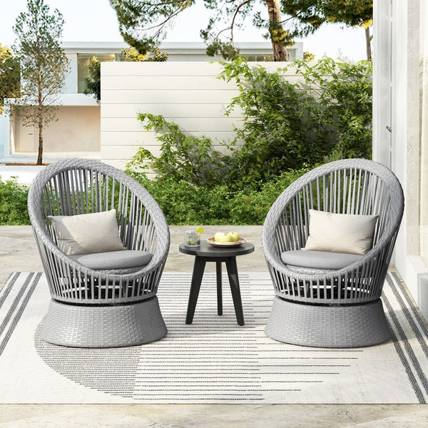 English Elm Christopher Knight Home® - [Set Of 2] 26.7" Modern Swivel Wicker Lounge Chairs With Cushions - Stylish & Versatile For Any Space N767P237032G_2