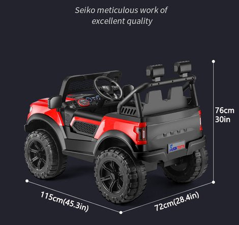 English Elm Kids 12v Dual Motor Off Road Ride on Truck with Remote Control Led Lights and Swing Red W1760P426762