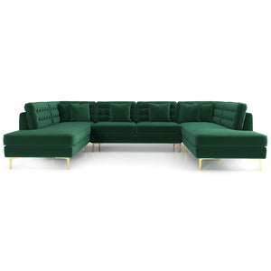 English Elm Brooke Velvet U-shaped Sectional Sofa with Block Legs for Spacious Living Rooms B183S00064
