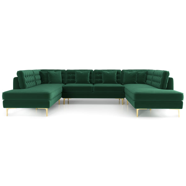 English Elm Brooke Velvet U-shaped Sectional Sofa with Block Legs for Spacious Living Rooms B183S00064