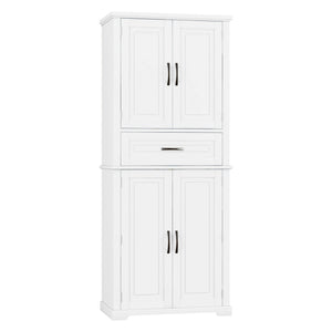English Elm Christopher Knight Home® - Bathroom Storage Cabinet with Doors Drawer and Adjustable Shelves — MDF Build, Anti-Tip Safety, Modern Appeal White N759P241667K