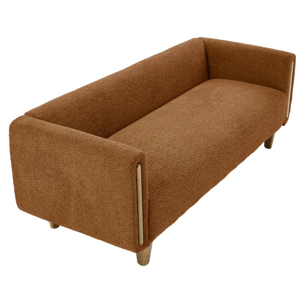 English Elm Modern Boucle Three Seat Sofa with Rubberwood Legs Pocket Spring Support Living Room Orange N763P403678G