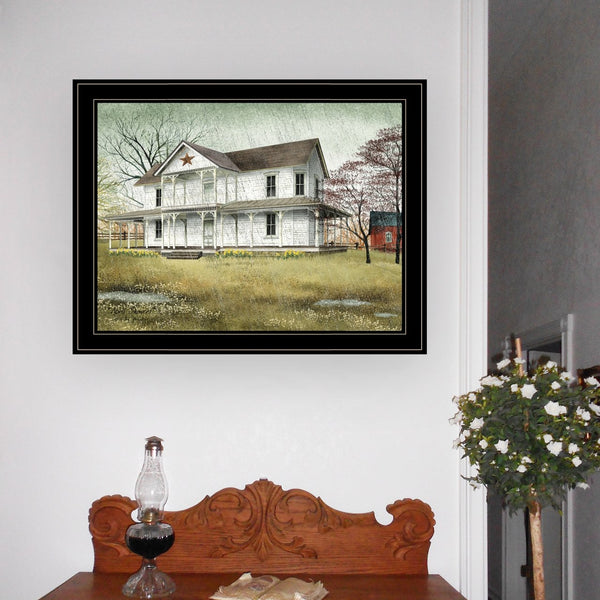 English Elm "april Showers" Billy Jacobs Pastoral Framed Canvas Print Black Wood Wall Art B06785264