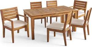English Elm Christopher Knight Home® - Outdoor 6-Seater Expandable Acacia Wood Dining Set With Water-Resistant Cushions For Comfort N773OD00011B