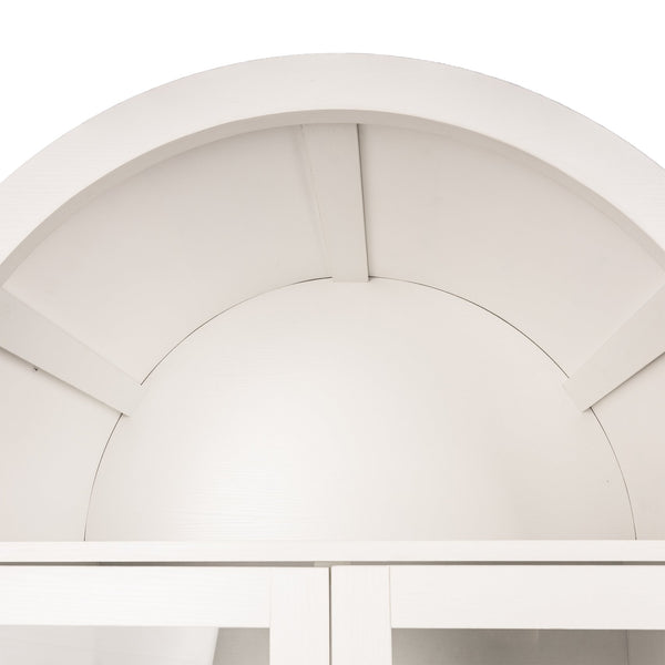 English Elm 71" Tall Arched Pantry Cabinet with Tempered Glass Door, Adjustable Shelves, Anti-Tip Kit & Metal Handles White W2917P384735