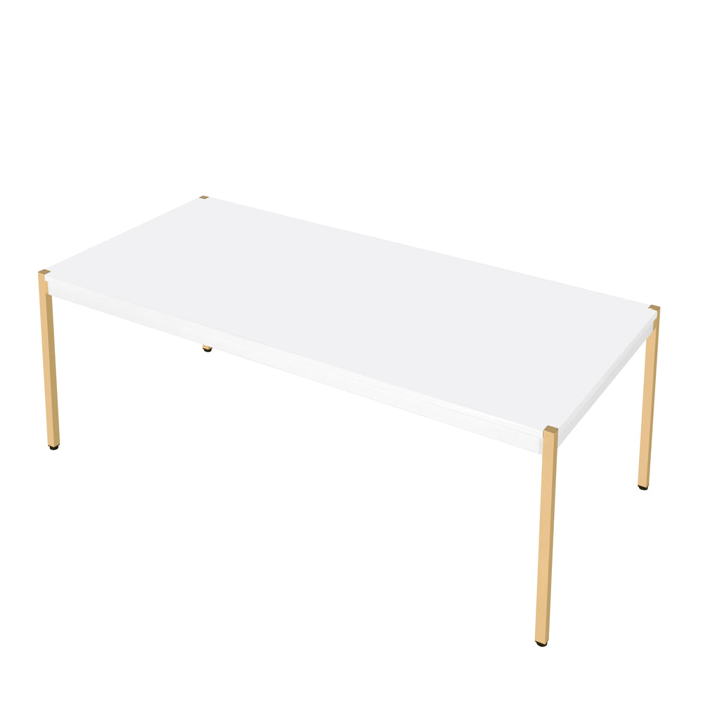 English Elm Otrac Elegant White & Gold Coffee Table Set – Minimalist Metal Tube Legs, 53mm Wooden Top, 16" Clearance B2726P288769