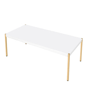 English Elm Otrac Elegant White & Gold Coffee Table Set – Minimalist Metal Tube Legs, 53mm Wooden Top, 16" Clearance B2726P288769