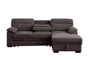 English Elm Kipriano Chenille Sleeper Sectional with Chaise Usb Charging and Cupholder Console B2749S00256