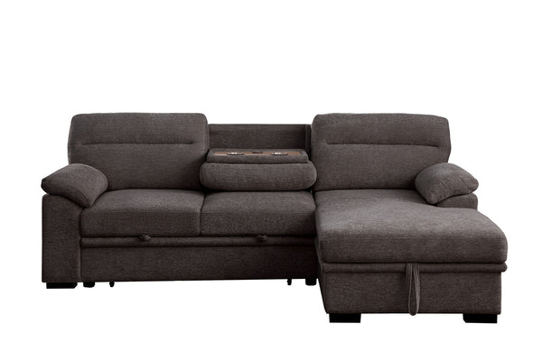 English Elm Kipriano Chenille Sleeper Sectional with Storage Chaise and Usb Console B2749S00358