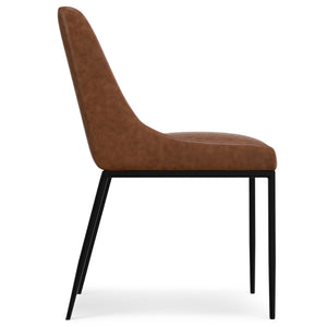 English Elm Melody Vegan Leather Dining Chairs Channel Tufted with Black Steel Frame Set of 2 B136P266938