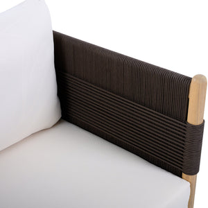 English Elm Outdoor Acacia Wood Loveseat Handwoven Rope Weave Patio Seating with Cushions Black,Cream,Light Teak N768P361444L