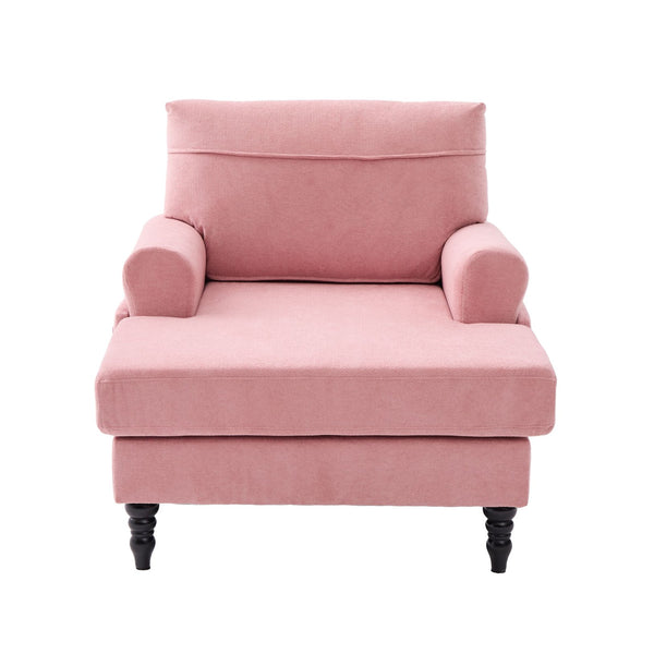 English Elm Modern Chenille Fabric Recliner Chaise Lounge Sofa with High-Resilience Foam, 550LB Capacity, Cozy Plush Backrest and Armrests for Living Room Relaxation Pink W395P371343