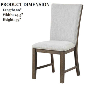 English Elm Modern 2pc Upholstered Farmhouse Side Chair Set with Oak Finish, 25" Seat Height, Versatile Dining Seating B2741P406729