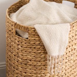 English Elm Judas Oval Water Hyacinth Woven Laundry Hamper Breathable Bohemian Basket B093P429630