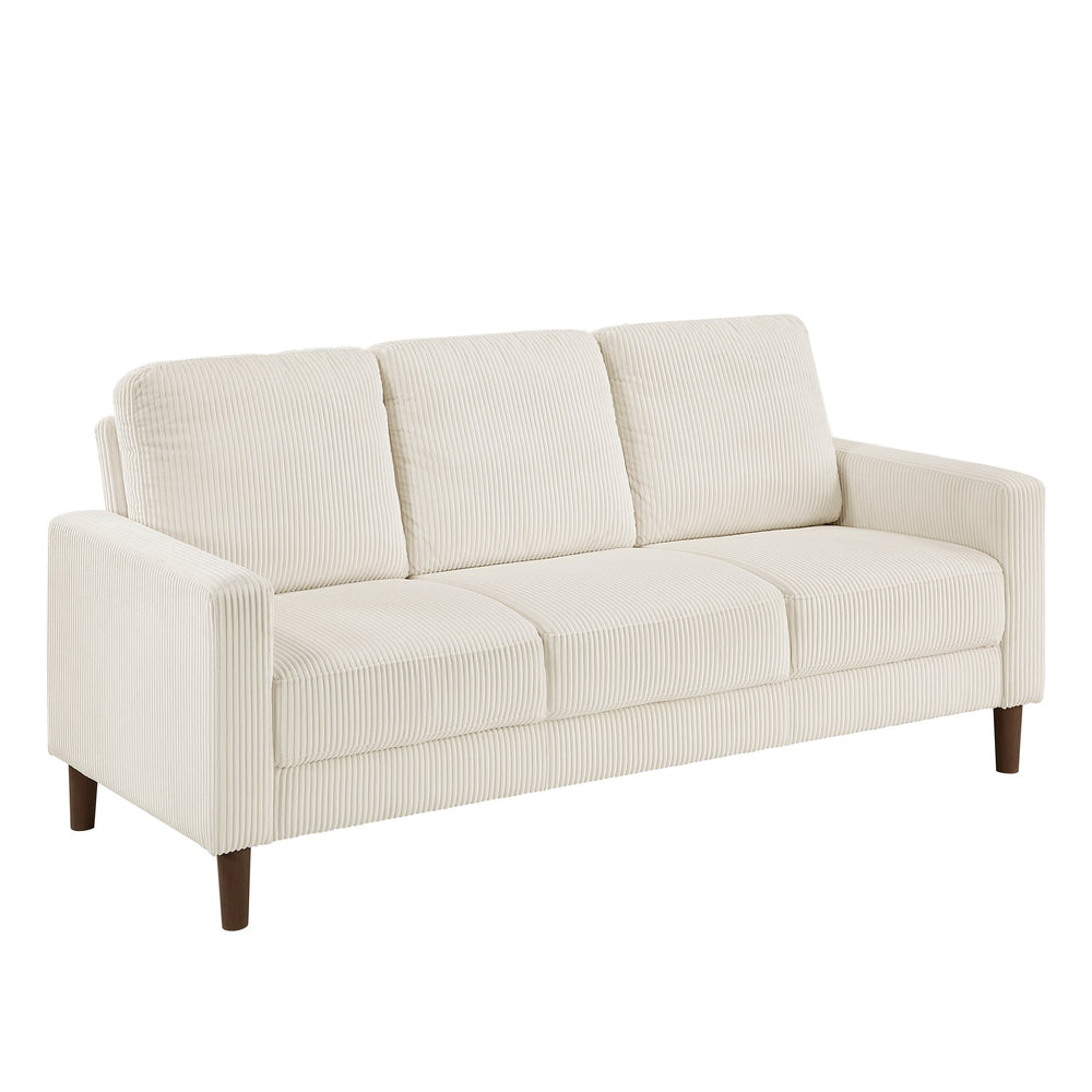 English Elm Modern Track Arm Beige Corduroy Sofa – 3-Seater Comfortable Cushions, Faux Wood Legs, 76.5" Wide B011P359660