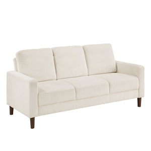 English Elm Modern Track Arm Beige Corduroy Sofa – 3-Seater Comfortable Cushions, Faux Wood Legs, 76.5" Wide B011P359660