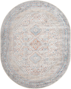 Unique Loom Newport Rosecliff Machine Made Border Rug Multi, Blue/Light Blue/Light Brown/Rust Red/Terracotta 7' 10" x 10' 2"