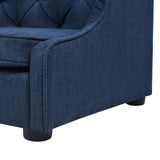 English Elm Robin 35" Tufted Wingback Pet Sofa Bed, Medium, Pacific Blue Stain Resistant High Performance Polyester