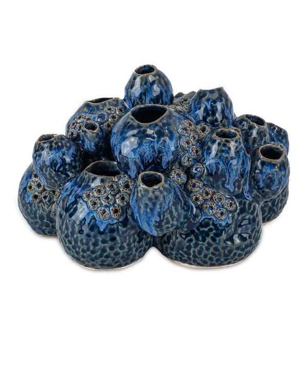 Currey & Company Sulawasi Blue Shells - Unique Dark Clay Barnacle Sculpture With Ocean-inspired Deep Blue Glaze Blue Ceramic 1200-1046-currey-company