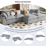 English Elm Modern Large U-Shape Sectional Sofa, 2 Large Chaise With Removable Ottomans For Living Room