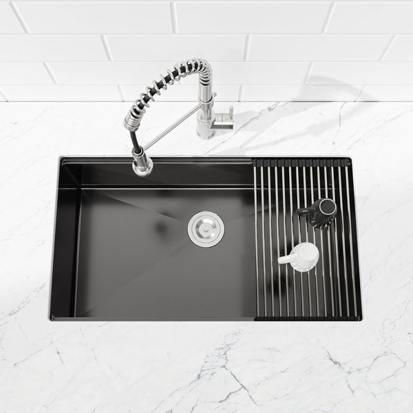 English Elm Stainless Steel Handmade Undermount Kitchen Sink Single Bowl with Brushed Finish T3177P296193