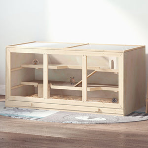 English Elm Pawhut Solid Wood Outdoor Cat House Two Story Shelter with Balcony Asphalt Roof W2225P173815
