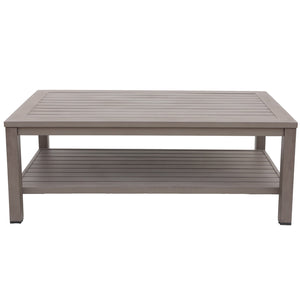 English Elm Aluminum Brama Rectangle Coffee Table, Multi-Color UV-Resistant Powder Coat, Sled Legs Planked Design B010P307154