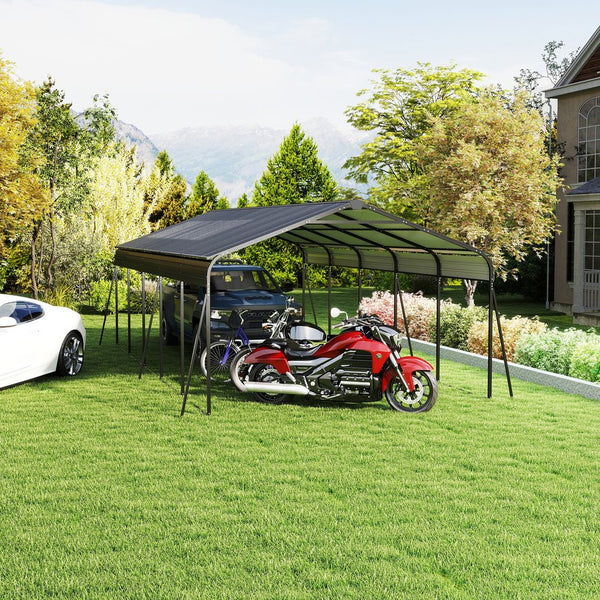 English Elm Campcraft Double Vehicle Steel Carport Uv Protected Snow Rated Outdoor Shelter W1598S00025