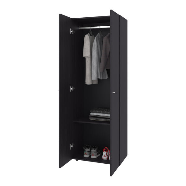 English Elm Armoire 66.9" H - Stylish Black Wengue, 2 Doors & 2 Shelves - Perfect For Compact Bedroom Spaces B097P395868