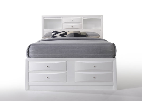 English Elm Ireland Queen Bed With Integrated Bookcase Headboard & 8 Drawers For Smart Storage Solutions B2726S00499
