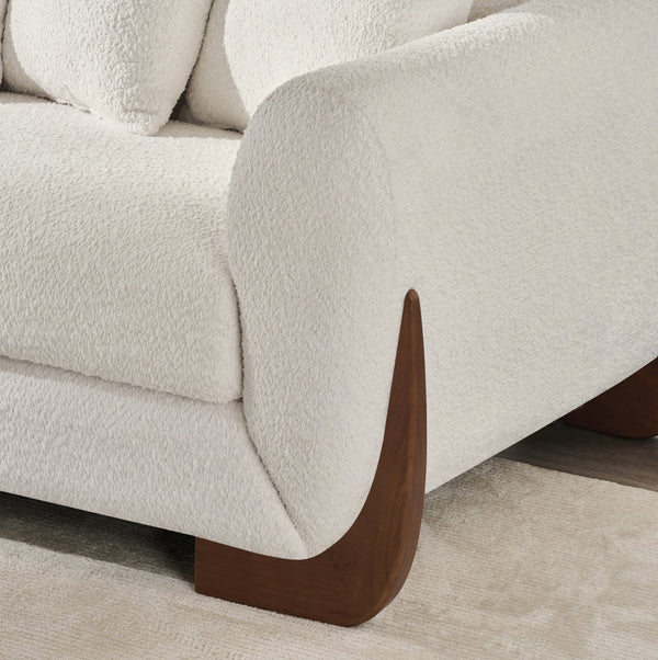 English Elm Modern 3-Seater Sofa with Wooden Legs, Lambswool Cushions & Sturdy Frame for Stylish Living Spaces Beige W2817P271187