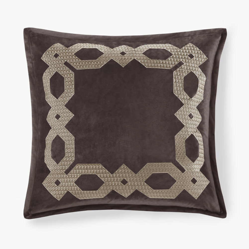 JLA Home Croscill Classics - European Velvet Geometric Sham with Metallic Embroidery — Luxe 26x26" Plush Texture, Shimmering Depth CCL11-0024