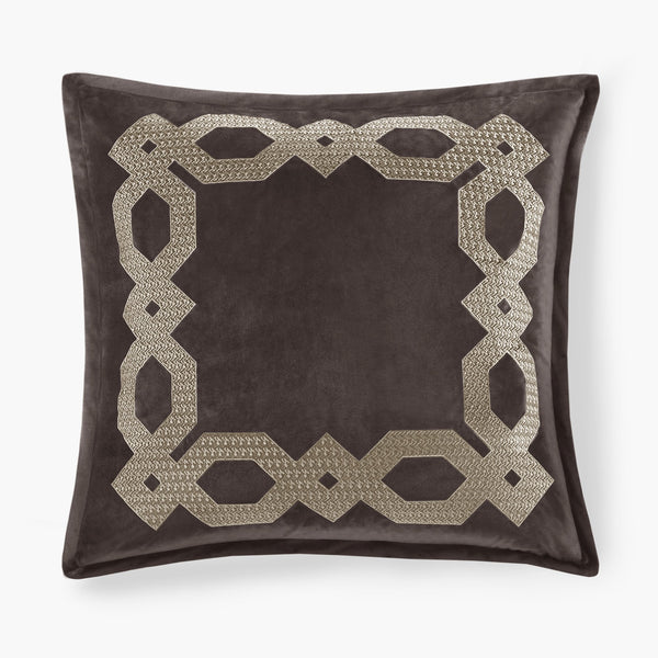 JLA Home Croscill Classics - European Velvet Geometric Sham with Metallic Embroidery — Luxe 26x26" Plush Texture, Shimmering Depth CCL11-0024