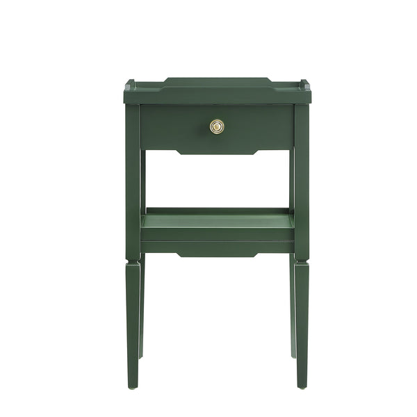 English Elm Foley Vintage Green 1-Drawer Nightstand with Gold Pull, Tapered Legs, Lower Shelf, Mid-Century Charm B050P376968