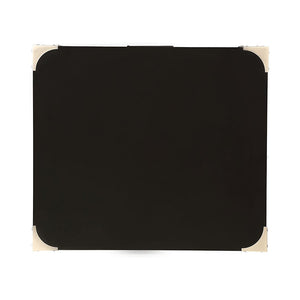 English Elm Side Table featuring Metal Corner Strapping and Flush Mount Drawer Pull for Stylish Accent Décor and Functionality Black B016P310483