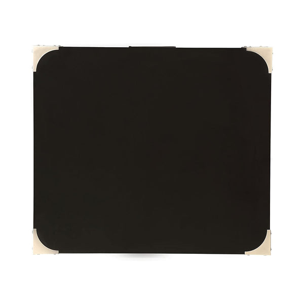 English Elm Side Table featuring Metal Corner Strapping and Flush Mount Drawer Pull for Stylish Accent Décor and Functionality Black B016P310483