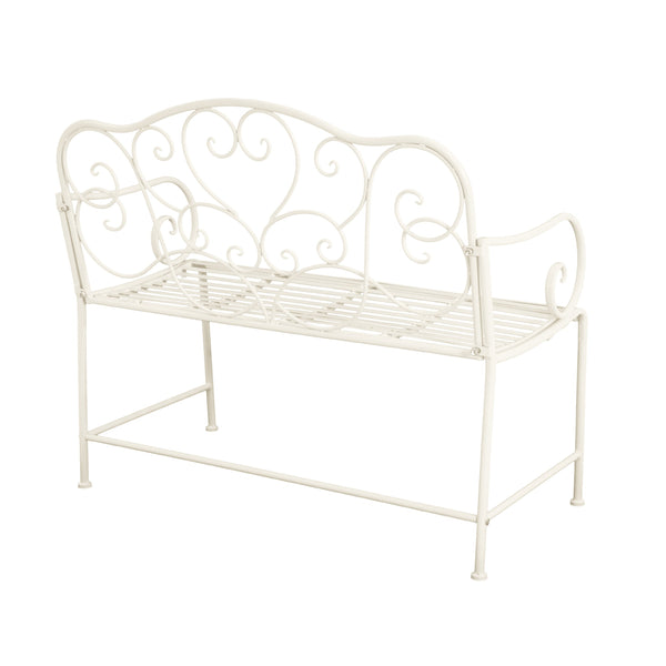 English Elm Christopher Knight Home® - Sunnydaze Iron Garden Bench with 41" Spacious Seating for Two, Timeless Elegant Outdoor Seating Design Matte White N775P206861W
